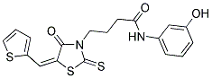 N-(3-HYDROXYPHENYL)-4-[(5E)-4-OXO-5-(THIEN-2-YLMETHYLENE)-2-THIOXO-1,3-THIAZOLIDIN-3-YL]BUTANAMIDE Struktur