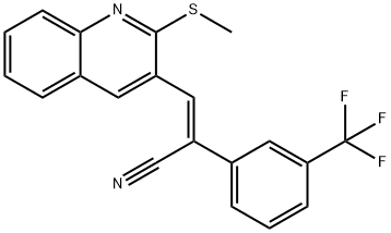 (Z)-3-[2-(METHYLSULFANYL)-3-QUINOLINYL]-2-[3-(TRIFLUOROMETHYL)PHENYL]-2-PROPENENITRILE Struktur