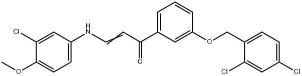 (E)-3-(3-CHLORO-4-METHOXYANILINO)-1-(3-[(2,4-DICHLOROBENZYL)OXY]PHENYL)-2-PROPEN-1-ONE Struktur