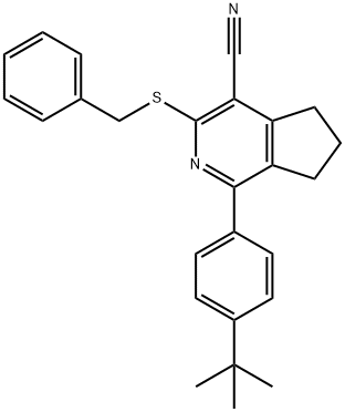 3-(BENZYLSULFANYL)-1-[4-(TERT-BUTYL)PHENYL]-6,7-DIHYDRO-5H-CYCLOPENTA[C]PYRIDINE-4-CARBONITRILE Struktur