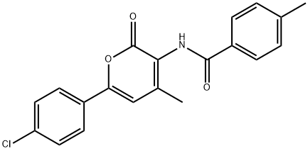 N-[6-(4-CHLOROPHENYL)-4-METHYL-2-OXO-2H-PYRAN-3-YL]-4-METHYLBENZENECARBOXAMIDE Struktur