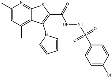 4-CHLORO-N'-([4,6-DIMETHYL-3-(1H-PYRROL-1-YL)THIENO[2,3-B]PYRIDIN-2-YL]CARBONYL)BENZENESULFONOHYDRAZIDE Struktur