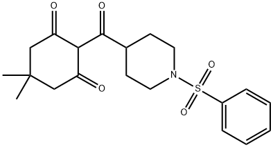 5,5-DIMETHYL-2-([1-(PHENYLSULFONYL)-4-PIPERIDINYL]CARBONYL)-1,3-CYCLOHEXANEDIONE Struktur