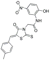 N-(2-HYDROXY-5-NITROPHENYL)-2-[(5Z)-5-(4-METHYLBENZYLIDENE)-4-OXO-2-THIOXO-1,3-THIAZOLIDIN-3-YL]ACETAMIDE Struktur