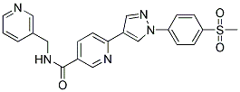 6-[1-(4-(METHYLSULPHONYL)PHENYL)-1H-PYRAZOL-4-YL]-N-(PYRIDIN-3-YLMETHYL)PYRIDINE-3-CARBOXAMIDE Struktur