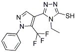 4-ETHYL-5-[1-PHENYL-5-(TRIFLUOROMETHYL)-1H-PYRAZOL-4-YL]-4H-1,2,4-TRIAZOL-3-YLHYDROSULFIDE Struktur