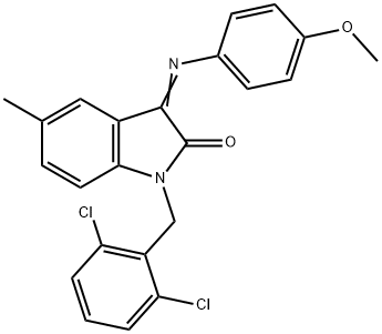 1-(2,6-DICHLOROBENZYL)-3-[(4-METHOXYPHENYL)IMINO]-5-METHYL-1,3-DIHYDRO-2H-INDOL-2-ONE Struktur