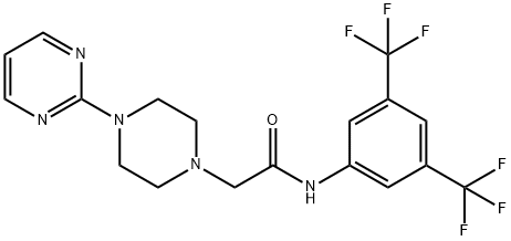 N-(3,5-BIS(TRIFLUOROMETHYL)PHENYL)-2-((4-PYRIMIDIN-2-YL)PIPERAZINYL)ETHANAMIDE Struktur