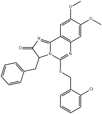 3-BENZYL-5-[(2-CHLOROBENZYL)SULFANYL]-8,9-DIMETHOXYIMIDAZO[1,2-C]QUINAZOLIN-2(3H)-ONE Struktur