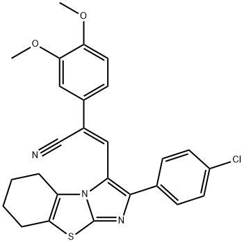 (Z)-3-[2-(4-CHLOROPHENYL)-5,6,7,8-TETRAHYDROIMIDAZO[2,1-B][1,3]BENZOTHIAZOL-3-YL]-2-(3,4-DIMETHOXYPHENYL)-2-PROPENENITRILE Struktur