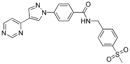 N-[4-(METHYLSULPHONYL)BENZYL]-4-[4-(PYRIMIDIN-4-YL)-1H-PYRAZOL-1-YL]BENZAMIDE Struktur