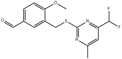 3-(4-DIFLUOROMETHYL-6-METHYL-PYRIMIDIN-2-YLSULFANYLMETHYL)-4-METHOXY-BENZALDEHYDE Struktur