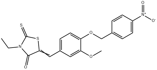 3-ETHYL-5-((3-METHOXY-4-((4-NITROPHENYL)METHOXY)PHENYL)METHYLENE)-2-THIOXO-1,3-THIAZOLIDIN-4-ONE Struktur