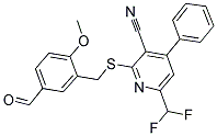 6-DIFLUOROMETHYL-2-(5-FORMYL-2-METHOXY-BENZYLSULFANYL)-4-PHENYL-NICOTINONITRILE Struktur