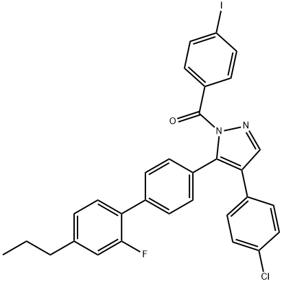 [4-(4-CHLOROPHENYL)-5-(2'-FLUORO-4'-PROPYL[1,1'-BIPHENYL]-4-YL)-1H-PYRAZOL-1-YL](4-IODOPHENYL)METHANONE Struktur