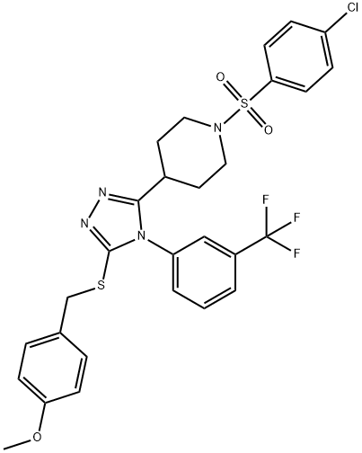 1-[(4-CHLOROPHENYL)SULFONYL]-4-(5-[(4-METHOXYBENZYL)SULFANYL]-4-[3-(TRIFLUOROMETHYL)PHENYL]-4H-1,2,4-TRIAZOL-3-YL)PIPERIDINE Struktur