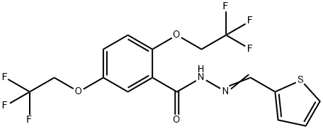 N'-[(Z)-2-THIENYLMETHYLIDENE]-2,5-BIS(2,2,2-TRIFLUOROETHOXY)BENZENECARBOHYDRAZIDE Struktur