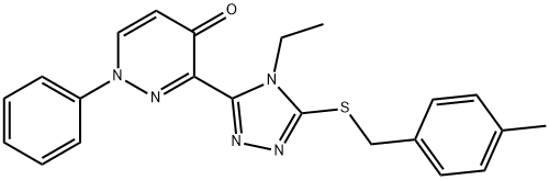 3-(4-ETHYL-5-[(4-METHYLBENZYL)SULFANYL]-4H-1,2,4-TRIAZOL-3-YL)-1-PHENYL-4(1H)-PYRIDAZINONE Struktur