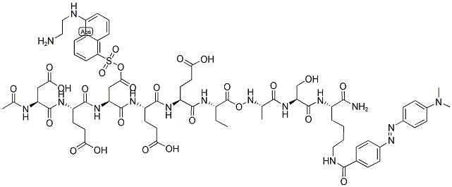 AC-ASP-GLU-ASP(EDANS)-GLU-GLU-ABU-EPI-[COO]ALA-SER-LYS(DABCYL)-NH2 Struktur