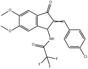 N-(2-[(E)-(4-CHLOROPHENYL)METHYLIDENE]-5,6-DIMETHOXY-3-OXO-2,3-DIHYDRO-1H-INDEN-1-YL)-2,2,2-TRIFLUOROACETAMIDE Struktur