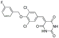 5-{3,5-DICHLORO-4-[(3-FLUOROBENZYL)OXY]BENZYLIDENE}PYRIMIDINE-2,4,6(1H,3H,5H)-TRIONE Structure