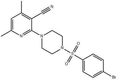 2-(4-[(4-BROMOPHENYL)SULFONYL]PIPERAZINO)-4,6-DIMETHYLNICOTINONITRILE Struktur