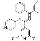 2,6-DICHLORO-N-(2,3-DIMETHYL-1H-INDOL-7-YL)-N-(1-METHYLPIPERIDIN-4-YL)PYRIDINE-4-CARBOXAMIDE Struktur