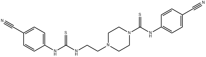 4-(((4-(2-((((4-NITRILOPHENYL)AMINO)THIOXOMETHYL)AMINO)ETHYL)PIPERAZINYL)THIOXOMETHYL)AMINO)BENZENECARBONITRILE Struktur