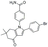 4-(2-(4-BROMOPHENYL)-6,6-DIMETHYL-4-OXO-5,6,7-TRIHYDROINDOLYL)BENZAMIDE Struktur