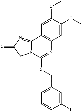 5-[(3-FLUOROBENZYL)SULFANYL]-8,9-DIMETHOXYIMIDAZO[1,2-C]QUINAZOLIN-2(3H)-ONE Struktur