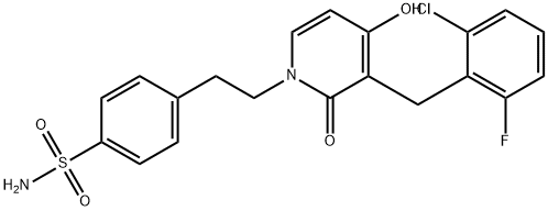 4-(2-[3-(2-CHLORO-6-FLUOROBENZYL)-4-HYDROXY-2-OXO-1(2H)-PYRIDINYL]ETHYL)BENZENESULFONAMIDE Struktur