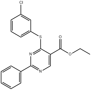 ETHYL 4-[(3-CHLOROPHENYL)SULFANYL]-2-PHENYL-5-PYRIMIDINECARBOXYLATE Struktur