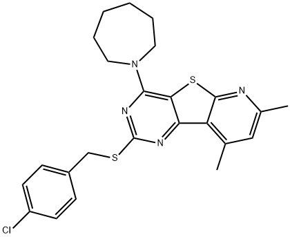 4-(1-AZEPANYL)-2-[(4-CHLOROBENZYL)SULFANYL]-7,9-DIMETHYLPYRIDO[3',2':4,5]THIENO[3,2-D]PYRIMIDINE Struktur