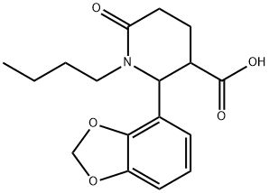 2-(1,3-BENZODIOXOL-4-YL)-1-BUTYL-6-OXO-3-PIPERIDINECARBOXYLIC ACID Struktur