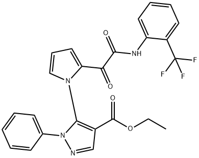 ETHYL 5-(2-(2-OXO-2-[2-(TRIFLUOROMETHYL)ANILINO]ACETYL)-1H-PYRROL-1-YL)-1-PHENYL-1H-PYRAZOLE-4-CARBOXYLATE Struktur