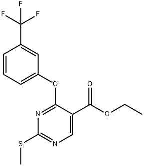 ETHYL 2-(METHYLSULFANYL)-4-[3-(TRIFLUOROMETHYL)PHENOXY]-5-PYRIMIDINECARBOXYLATE Struktur