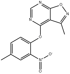 3-METHYL-4-(4-METHYL-2-NITROPHENOXY)ISOXAZOLO[5,4-D]PYRIMIDINE Struktur