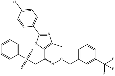 1-[2-(4-CHLOROPHENYL)-4-METHYL-1,3-THIAZOL-5-YL]-2-(PHENYLSULFONYL)-1-ETHANONE O-[3-(TRIFLUOROMETHYL)BENZYL]OXIME Struktur