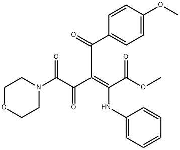 (Z)-METHYL 3-(4-METHOXYBENZOYL)-5-MORPHOLINO-4,5-DIOXO-2-(PHENYLAMINO)PENT-2-ENOATE Struktur