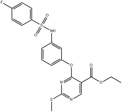 ETHYL 4-(3-([(4-FLUOROPHENYL)SULFONYL]AMINO)PHENOXY)-2-(METHYLSULFANYL)-5-PYRIMIDINECARBOXYLATE Struktur