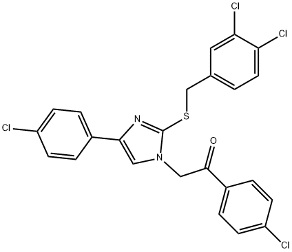 1-(4-CHLOROPHENYL)-2-(4-(4-CHLOROPHENYL)-2-[(3,4-DICHLOROBENZYL)SULFANYL]-1H-IMIDAZOL-1-YL)-1-ETHANONE Struktur