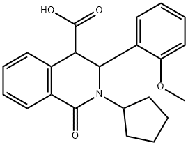 2-CYCLOPENTYL-3-(2-METHOXYPHENYL)-1-OXO-1,2,3,4-TETRAHYDRO-4-ISOQUINOLINECARBOXYLIC ACID Struktur