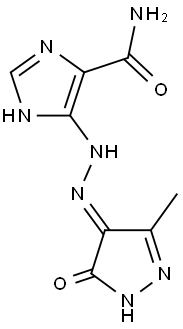 5-[(2E)-2-(3-METHYL-5-OXO-1,5-DIHYDRO-4H-PYRAZOL-4-YLIDENE)HYDRAZINO]-1H-IMIDAZOLE-4-CARBOXAMIDE Struktur