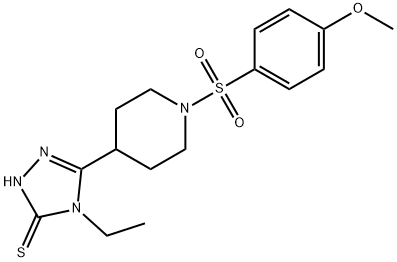 4-ETHYL-5-(1-[(4-METHOXYPHENYL)SULFONYL]-4-PIPERIDINYL)-4H-1,2,4-TRIAZOL-3-YLHYDROSULFIDE Struktur