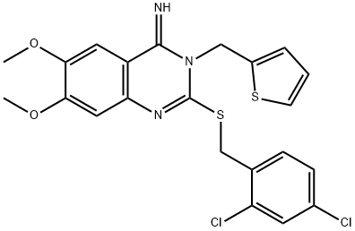 2-[(2,4-DICHLOROBENZYL)SULFANYL]-6,7-DIMETHOXY-3-(2-THIENYLMETHYL)-4(3H)-QUINAZOLINIMINE Struktur