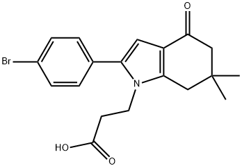 3-(2-(4-BROMOPHENYL)-6,6-DIMETHYL-4-OXO-5,6,7-TRIHYDROINDOLYL)PROPANOIC ACID Struktur