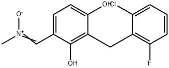 ((Z)-[3-(2-CHLORO-6-FLUOROBENZYL)-2,4-DIHYDROXYPHENYL]METHYLIDENE)(METHYL)AMMONIUMOLATE Struktur