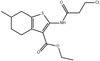 1-BENZOTHIOPHENE-3-CARBOXYLIC ACID, 2-[(3-CHLORO-1-OXOPROPYL)AMINO]-4,5,6,7-TETRAHYDRO-6-METHYL-, ETHYL ESTER Struktur