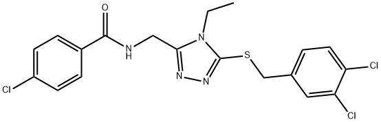 4-CHLORO-N-((5-[(3,4-DICHLOROBENZYL)SULFANYL]-4-ETHYL-4H-1,2,4-TRIAZOL-3-YL)METHYL)BENZENECARBOXAMIDE Struktur