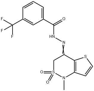 N'-[1-METHYL-2,2-DIOXO-2,3-DIHYDRO-2LAMBDA6-THIENO[3,2-C][1,2]THIAZIN-4(1H)-YLIDEN]-3-(TRIFLUOROMETHYL)BENZENECARBOHYDRAZIDE Struktur